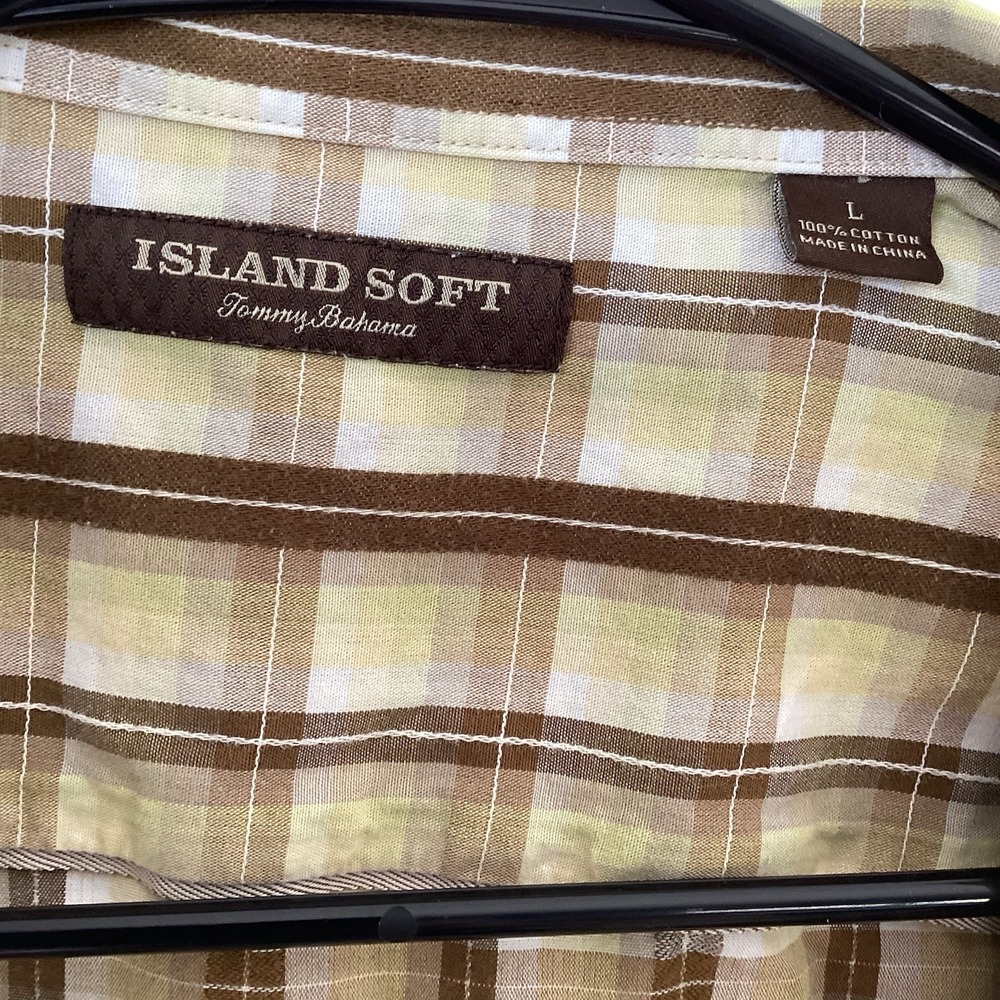 Tommy Bahamas Mens XL Island Soft Blend Checkered Brown, Beige Lime. - Picture 5 of 5